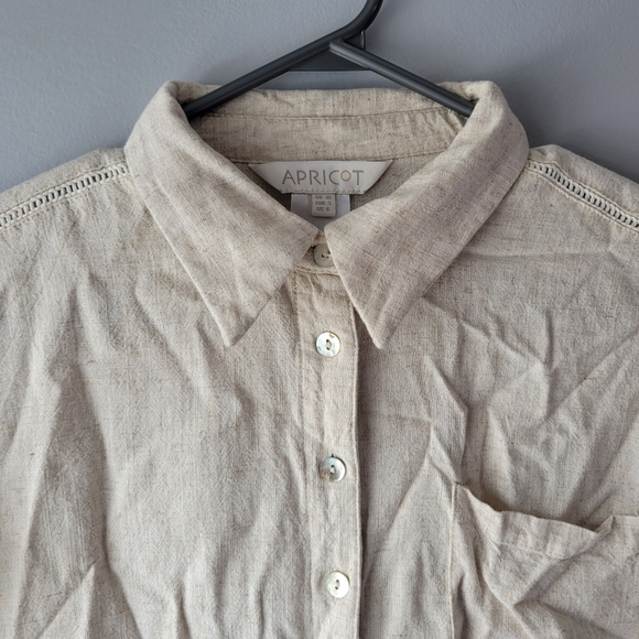 Apricot button-up viscose linen top sz 6 - Picture 2 of 8